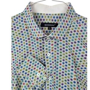 Men's Bogosse 3EX‎ Multicolor Wheel Print Long Sleeve Casual Shirt